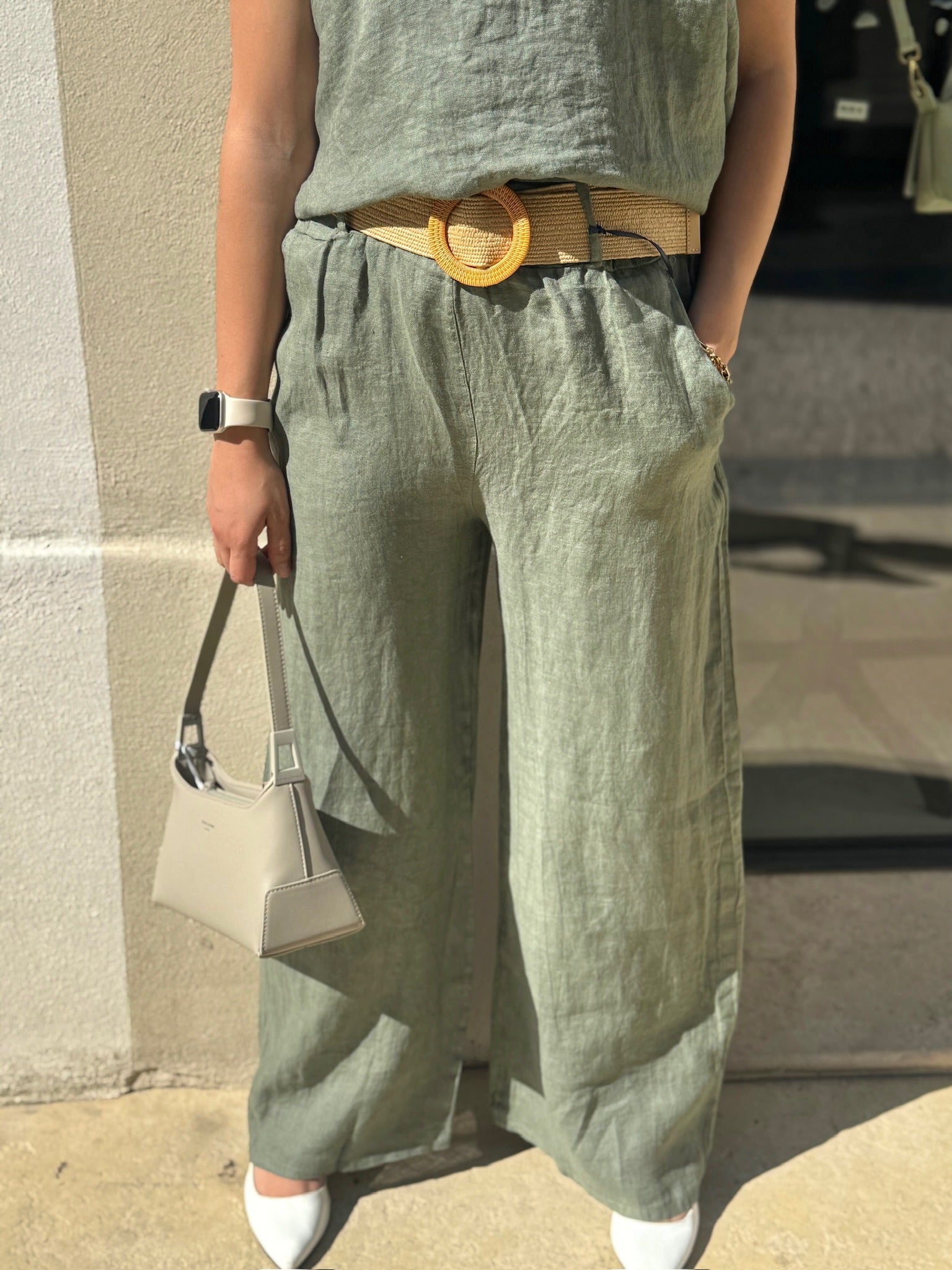 Pantalon en lin VERT