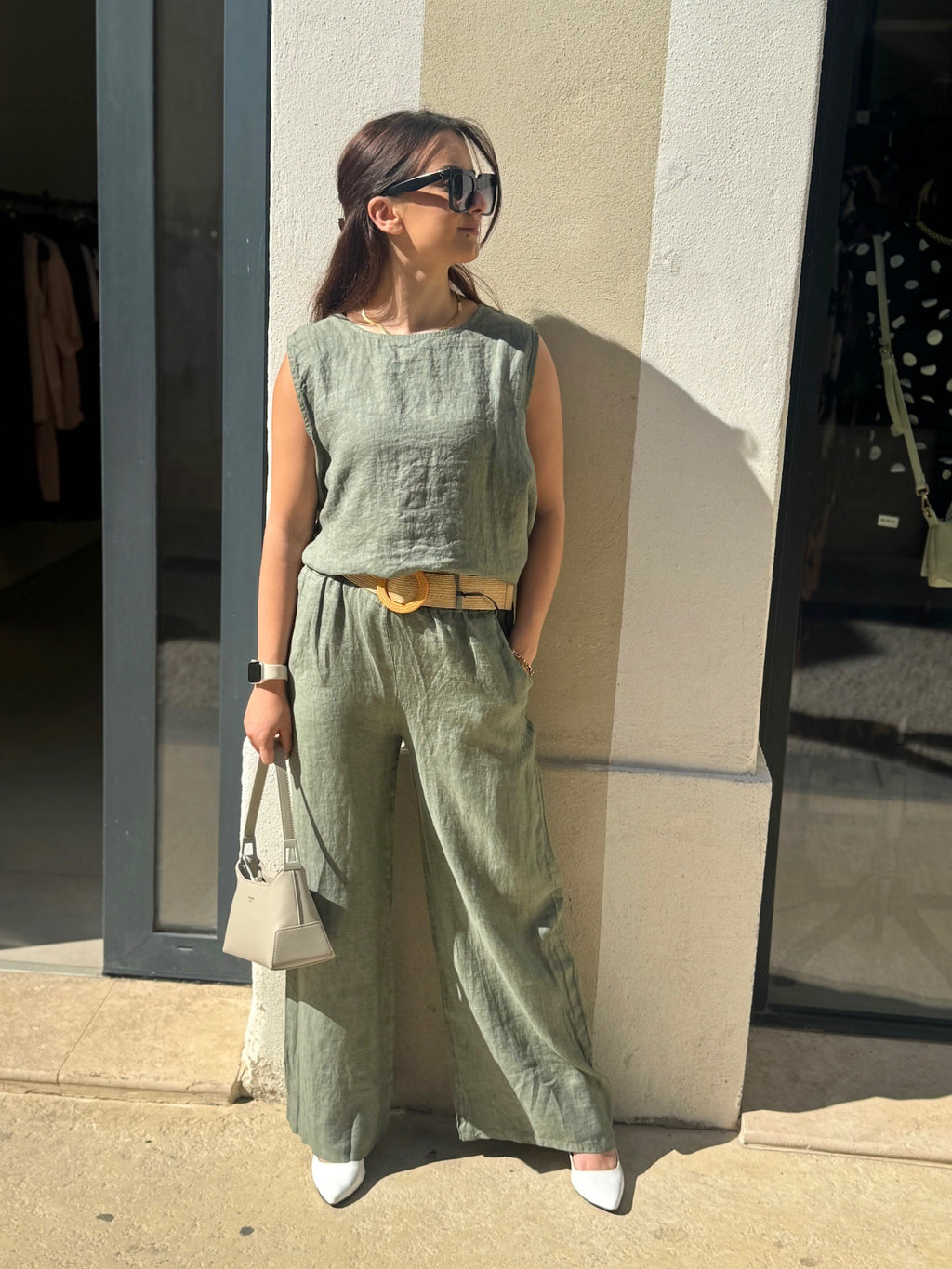 Pantalon en lin VERT