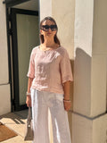 Haut en lin manche courte ROSE