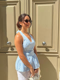 Top VICHY bleu ciel